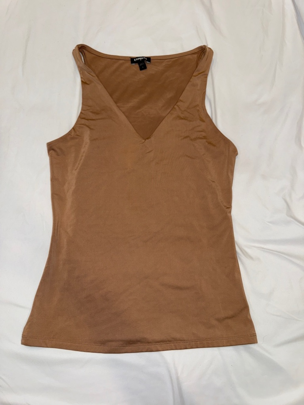 Express Women's V-Neck Tank Top in Camel Brown